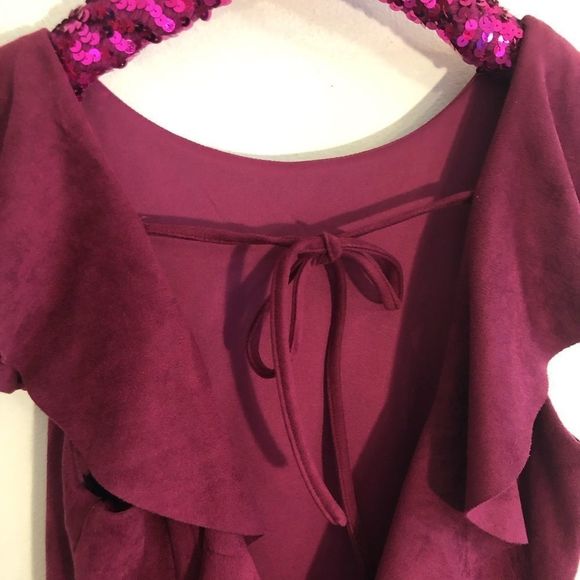 [She + Sky] Wine Suede Romper - Size Small - Picture 5 of 7